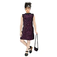 4 YOU DRESSES Beautiful Velvet and Creta Fabric Combo Dress with Bag for Girls-thumb2