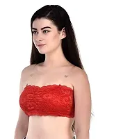 AARAA Women's Lace Padded Non-Wired Bandeau Bra Pack of 2 Best Size 28 to 32 (Red and Red Colour)-thumb3