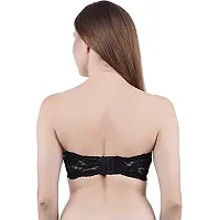 AARAA Women's Lace Padded Non-Wired Bandeau Bra Pack of 3 Best Size 28 to 32(Black, Blue and Maroon Colour) (28)-thumb2
