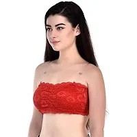 AARAA Women's Lace Padded Non-Wired Bandeau Bra Pack of 2 Best Size 28 to 32 (Red and Red Colour)-thumb1
