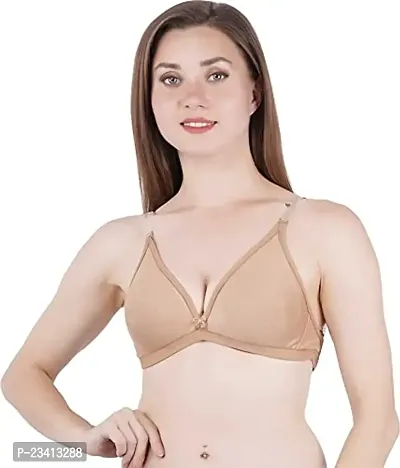 Buy FEELBLUE Comfort Women's Transparent Strap Non-Padded Non-Wired Cotton  Bra (Multicolour) - Combo Pack of 4 at