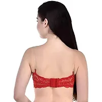AARAA Women's Lace Padded Non-Wired Bandeau Bra Pack of 2 Best Size 28 to 32 (Red and Red Colour)-thumb4