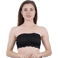 AARAA Women's Lace Padded Non-Wired Bandeau Bra Pack of 3 Best Size 28 to 32(Black, Blue and Maroon Colour) (28)-thumb1