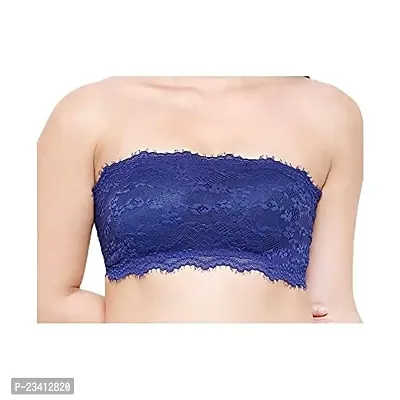 AARAA Women's Lace Padded Non-Wired Bandeau Bra Pack of 3 Best Size 28 to 32(Black, Blue and Maroon Colour) (28)-thumb4