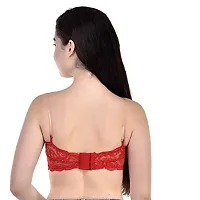 AARAA Women's Lace Padded Non-Wired Bandeau Bra Pack of 2 Best Size 28 to 32 (Red and Red Colour)-thumb2