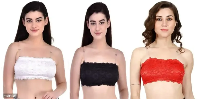 Women cotton padded bandue bra pack of 3