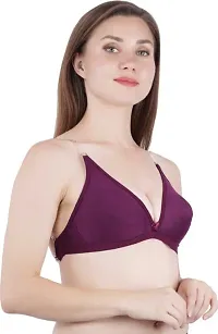 Red Cotton Blend Solid Bras For Women-thumb2