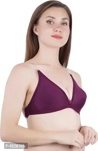 Red Cotton Blend Solid Bras For Women-thumb3