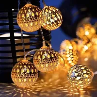 Newton Golden Metal Ball String Lights for Indoor Outdoor Decoration Diwali Light, Birthday Party, Diwali, Christmas, Navratri, Valentine, Home Decoration Light (3 Meter 12 LED, Warm White)-thumb1