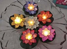 Genric Trending Trunks Water Sensor Floating Lotus Flower LED Tea Candles for for Pool, Pond, Glass Bowl, Diwali, Decoration (Pack of 6) Random Color *Made in India*-thumb3