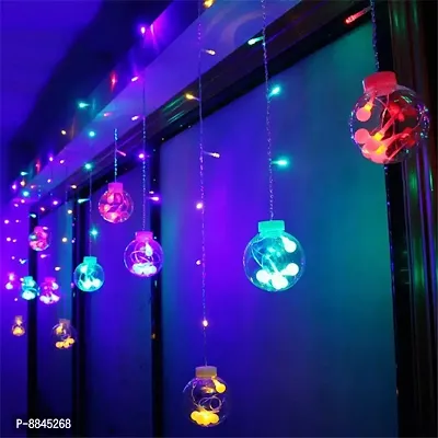 12 Wish Balls with 108 LED, with 8 Flashing Modes, for Diwali Christmas Wedding Festive, 2.5 m, Globe Window Curtain Lights,Multicolor.