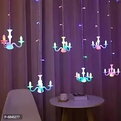 Newton 6 Chandeliers Curtain String Lights Window Curtain Lights with 8 Flashing Modes of Decoration for Diwali, Christmas, Wedding, Party, Home, Patio Lawn (Chandelier Multicolor)-thumb0