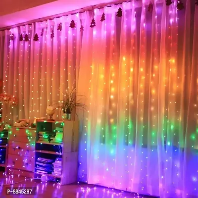 8 Modes Curtain Lights 300 LEDs 10 Fairy Light 3Mtr Each Indoor/Outdoor Decoration for Diwali, Christmas, Wedding, Party, Home, Patio Lawn with Remote and USB Power Supply (String Curtain Multi-thumb0