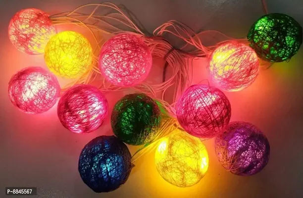 Newton Cotton Ball 16 LED Fairy String Light for Home Indoor Outdoor Decoration Diwali Lights Plug-in (Multicolor, 4 Mtr)