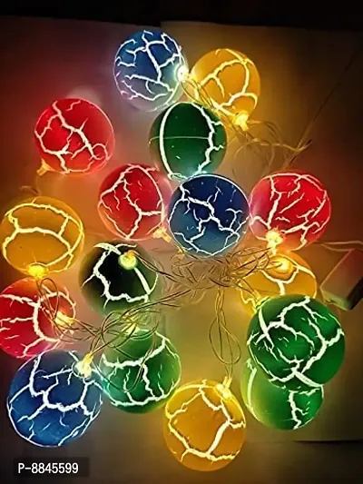 Multicolor Crackle BALL String Lights for Indoor Outdoor Decoration Diwali Light, Birthday Party, Diwali, Christmas, Navratri, Valentine, Home Decoration Light (3 Meter 16 LED, LED Colour-Warm