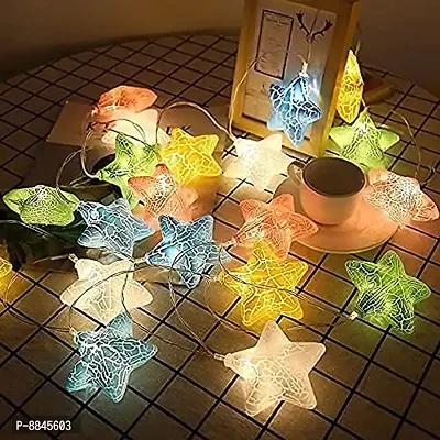 Multicolor Crackle STAR String Lights for Indoor Outdoor Decoration Diwali Light, Birthday Party, Diwali, Christmas, Navratri, Valentine, Home Decoration Light (3 Meter 16 LED, LED Colour-Warm-thumb0