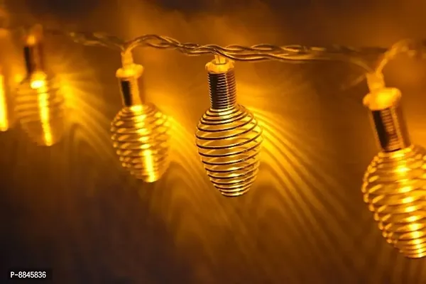 Newton Golden Metal Spring String Lights for Indoor Outdoor Decoration Diwali Light, Birthday Party, Diwali, Christmas, Navratri, Valentine, Home Decoration Light (3 Meter 12 LED, Assorted Design))-thumb0