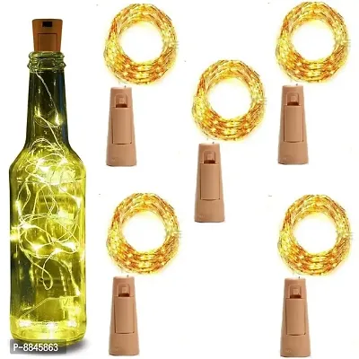 Newton 20 LED 2 Meter Cork Light with Copper Wire Battery Operated Wine Bottle Fairy Lights for DIY (Without Bottle) *Made in India* (Bottle Cork Warm White Pack of 5)