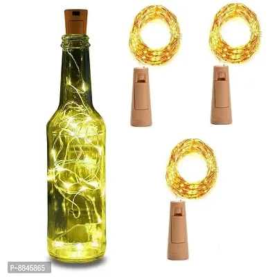 Newton 20 LED 2 Meter Cork Light with Copper Wire Battery Operated Wine Bottle Fairy Lights for DIY (Without Bottle) *Made in India* (Bottle Cork Warm White Pack of 3)-thumb0