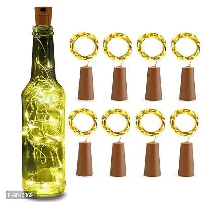 Newton 20 LED 2 Meter Cork Light with Copper Wire Battery Operated Wine Bottle Fairy Lights for DIY (Without Bottle) *Made in India* (Bottle Cork Warm White Pack of 8))