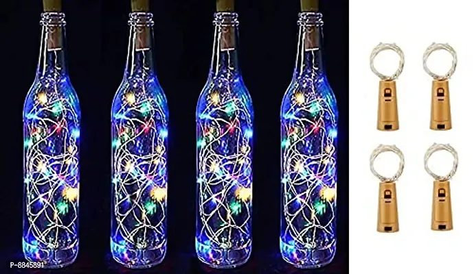 Newton 20 LED 2 Meter Cork Light with Multicolor Battery Operated Wine Bottle Fairy Lights for DIY (Without Bottle) (Bottle Cork Multicolor Pack of 4)