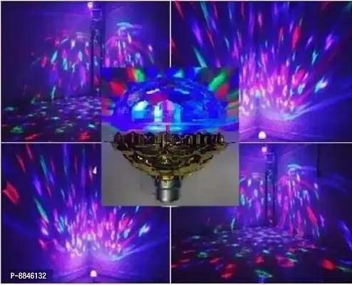 3W LED Disco Bulb | 360 Degree Crystal Rotating Magic Disco Light Bulb Multicolor (Pack Of 1)-thumb0