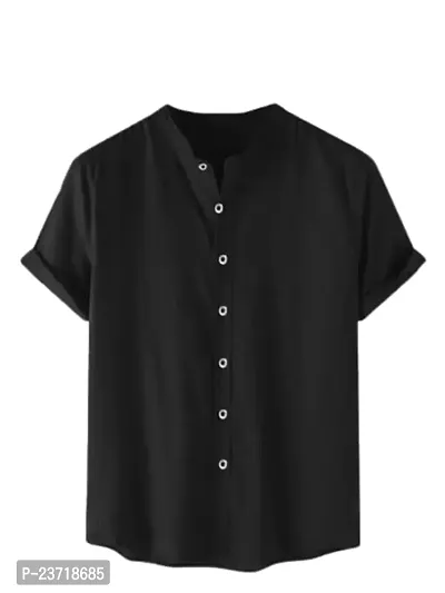 Try This Men's Cotton Blend Slim fit Casual Wear Shirt (Black)-thumb0