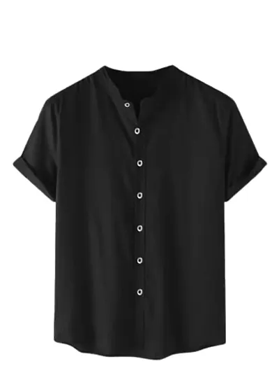 Try This Men's Blend Slim fit Casual Wear Shirt (Black)