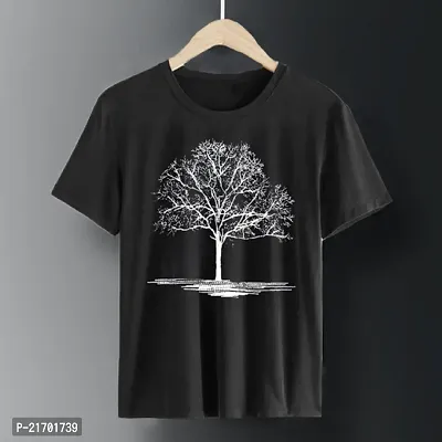 Stylish Black Cotton Round Neck Tees For Men