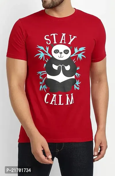 Stylish Red Cotton Round Neck Tees For Men