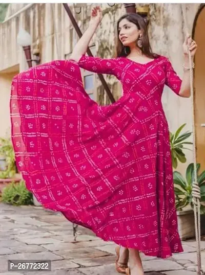 Stylish Pink Cotton Printed Dress For Women