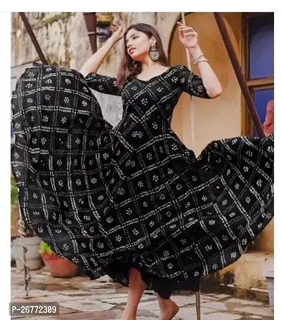 Stylish Black Rayon Printed Dress For Women