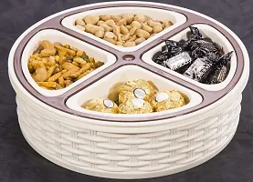 AASHU Dry Fruits Container Snacks Box Namkeen Box Biscuits Container,Plastic containers for Masala Storage ,Round 4 bowl ,Airtight,1 Pieces-thumb1