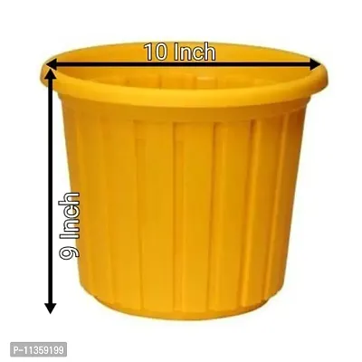 AASHU Round Plastic Planter Pots ,10 Inch,Colour - Yellow-Pack of 1-thumb4