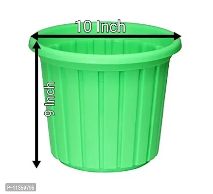 AASHU Round Plastic Planter Pots ,10 Inch,Colour -Green -Pack of 1-thumb2