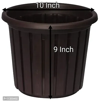 AASHU Round Plastic Planter Pots ,10 Inch,Colour - chocklate-Pack of 1-thumb2