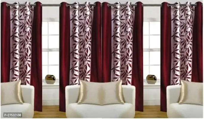 INSANESWORM Beautiful Leaf Polyester Window Curtains 5 feet pack of 4 (Eyelet, Room Darkening, Washable)-thumb0