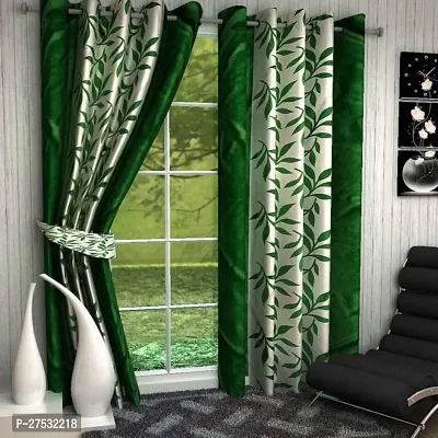 INSANESWORM Beautiful Leaf Polyester Window Curtains 5 feet pack of 2 (Eyelet, Room Darkening, Washable)-thumb0