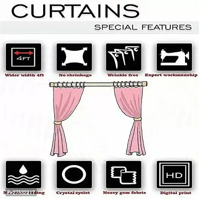 INSANESWORM Beautiful Leaf Polyester Window Curtains 5 feet pack of 4 (Eyelet, Room Darkening, Washable)-thumb4