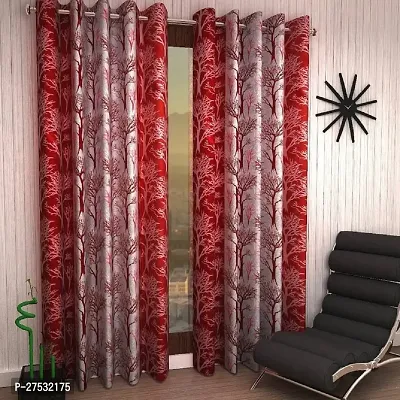 INSANESWORM Beautiful Leaf Polyester Window Curtains 5 feet pack of 2 (Eyelet, Room Darkening, Washable)-thumb0