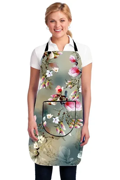 PVC Plastic Printed Laminated Waterproof Kitchen Apron with Front Pocket