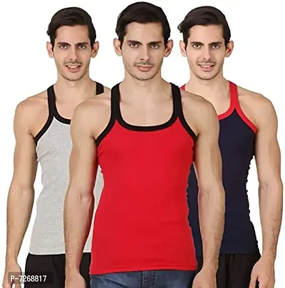 Classy Cotton Solid Gym Vest for Mens (Pack of 3)-thumb0