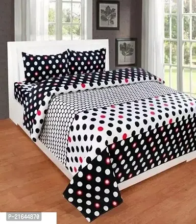 Comfortable Polycotton Printed Double 1 Bedsheet + 2 Pillowcovers