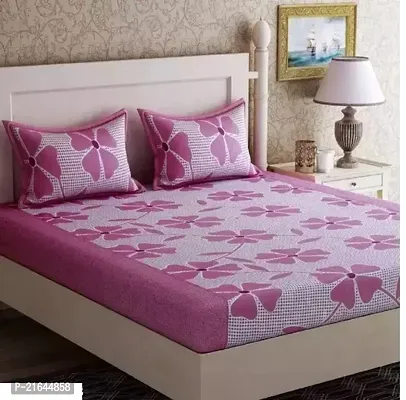 Comfortable Polycotton Printed Double 1 Bedsheet + 2 Pillowcovers