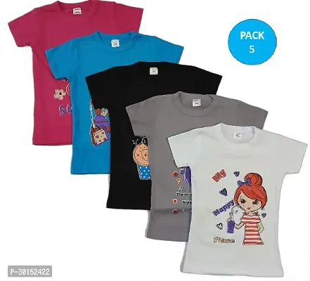 Trendy Multicoloured Cotton Printed T Shirt for Kids Pack of 5