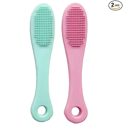Silicone Manual Facial Cleansing Brushes, Face Scrubber Cleanser Brush for Gently and Effectively Cleaning, Removing Blackheads.(Pack Of 2) Multicolor