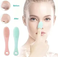 Silicone Manual Facial Cleansing Brushes, Face Scrubber Cleanser Brush for Gently and Effectively Cleaning, Removing Blackheads.(Pack Of 2) Multicolor-thumb1