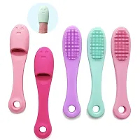 Silicone Manual Facial Cleansing Brushes, Face Scrubber Cleanser Brush for Gently and Effectively Cleaning, Removing Blackheads.(Pack Of 2) Multicolor-thumb2