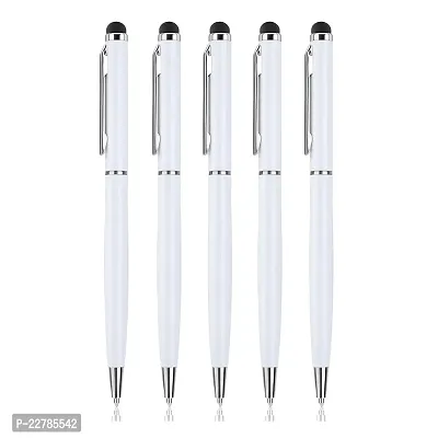 Kk Crosi Sleek Design Pack Of 5Pcs White Colour Metal Pen With Stylus For Touch Screen Ballpen-thumb0