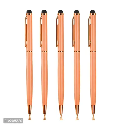 Kk Crosi Sleek Design Pack Of 5Pcs Copper Colour Metal Pen With Stylus For Touch Screen Ballpen